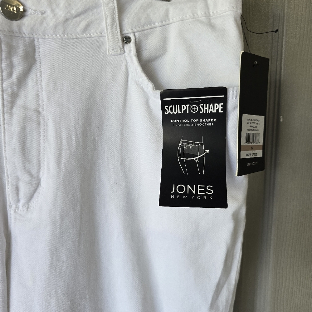 Jones New York Lexington Capri Jeans Sz 12 White Women Sculpt Shaper 34x24 - Picture 10 of 14